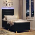 vidaXL LED box s pružinami s čelnou doskou Čierna 100 x 200 cm látka