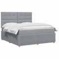 vidaXL LED boxspring posteľ s matracom Svetlosivá 140 x 200 cm Látka
