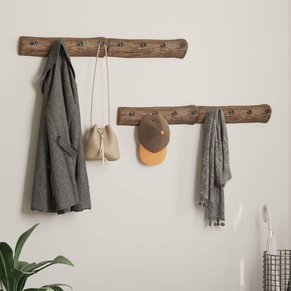 vidaXL Vešiak Hnedá 50 x 8 x 12 cm Masívne obnovené drevo