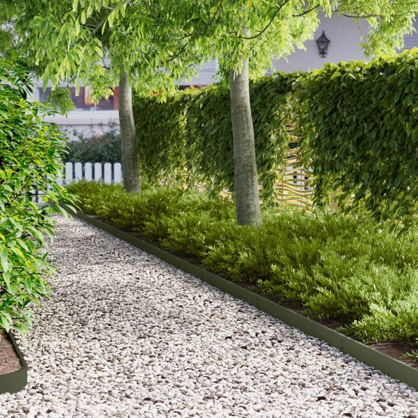 vidaXL Obrubník trávnika 30 pcs 103 x 10 cm Oceľ Olivovo zelená