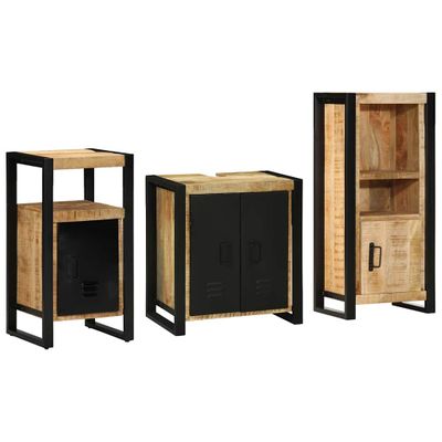 vidaXL Sada kúpeľňového nábytku so zásuvkou 3 pcs Masívne mango drevo