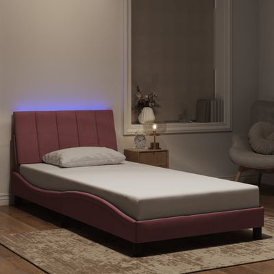 vidaXL Rám postele s LED bez matraca Hankoružový 100x200 cm zamat