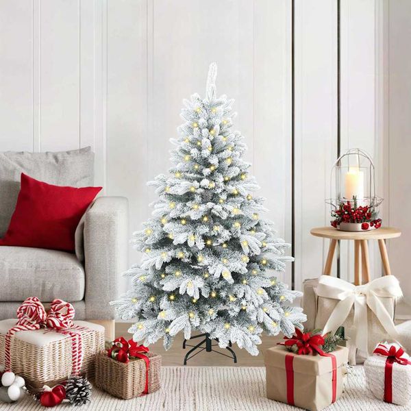 vidaXL Umelý vianočný stromček s 150 LED-i Biela 120 cm PE a PVC