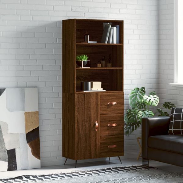 vidaXL Vysoká skrinka hnedý dub 69,5x34x180 cm spracované drevo