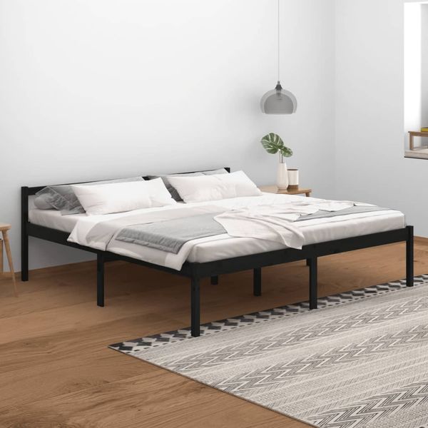 vidaXL Posteľ pre seniorov, čierna 200x200 cm, borovicový masív