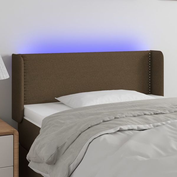 vidaXL Čelo postele s LED tmavohendé 83x16x78/88 cm látka