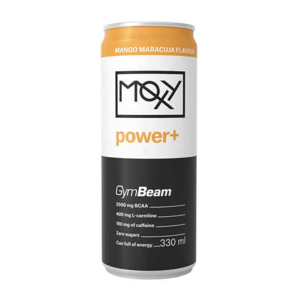 MOXY power+ Energetický nápoj 330 ml - GymBeam, mango marakuja, 330 ml