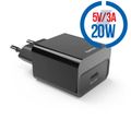 HAMA Rýchla nabíjačka, USB-C, PD, 20W, čierna