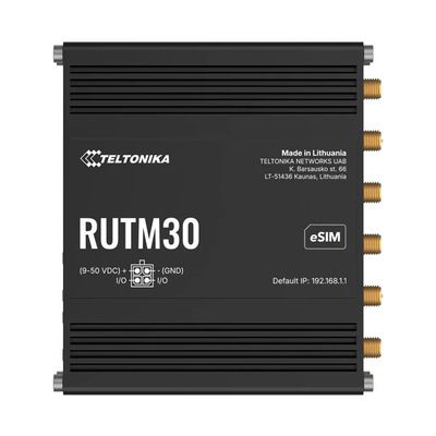 Teltonika RUTM30 priemyselný router, dual SIM + eSIM, 5G, 1x WAN, 1x LAN, WiFi 5 Router, priemyselný, 5G, 4G (LTE), 3G, Wi-Fi 5, 802.11b/g/n/ac Wave 2, 1× RJ-45 LAN, 1× RJ-45 WAN, 2× DI/DO, pasívny PoE, Dual SIM