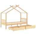 vidaXL Detský rám postele so zásuvkami borovicový masív 90x200cm