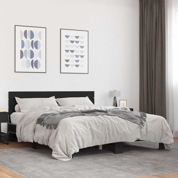 vidaXL Posteľný rám čierny 150x200 cm kompozitné drevo a kov
