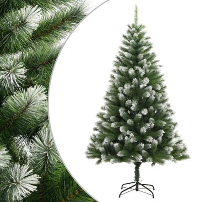 vidaXL Umelý výklopný vianočný stromček so snehovými vločkami 210 cm