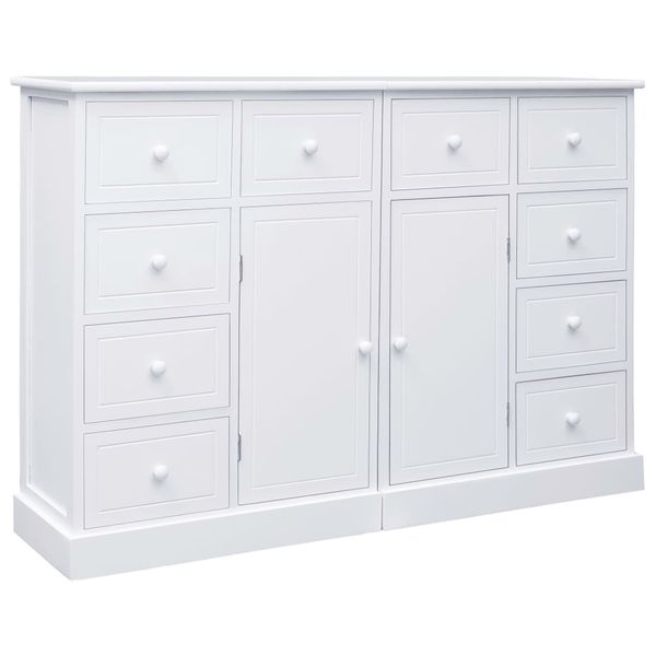 vidaXL Komoda s 10 zásuvkami biela 113x30x79 cm drevená