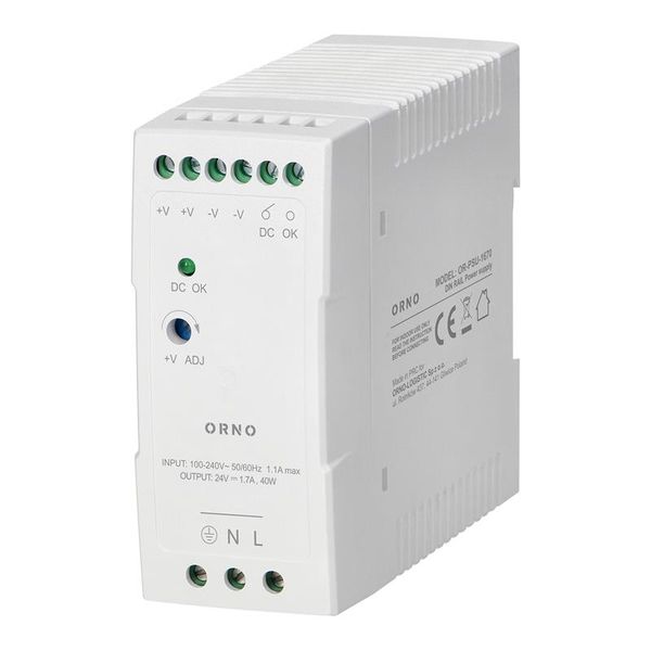 ORNO OR-PSU-1670 Priemyselný zdroj spínaný 24 V DC 1,7 A 40 W na DIN lištu