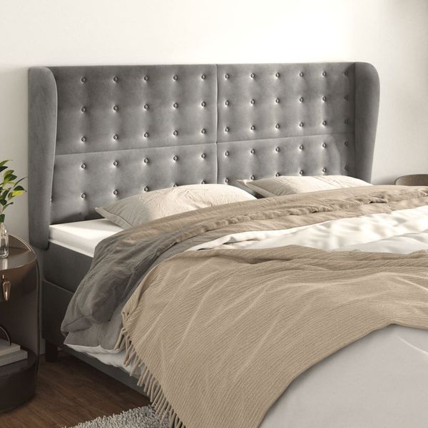 vidaXL Čelo postele so záhybmi bledosivé 203x23x118/128 cm zamat
