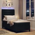 vidaXL LED box s pružinami s matracmi Čierna 90 x 200 cm látka