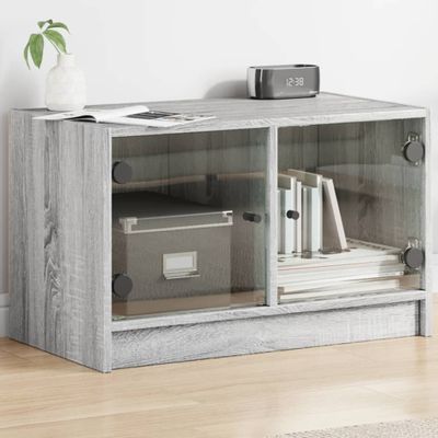 vidaXL TV skrinka so sklenenými dvierkami sivá sonoma 68x37x42 cm