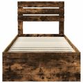 vidaXL Rám postele Dymová dub 90 x 200 cm Masívne borovicové drevo