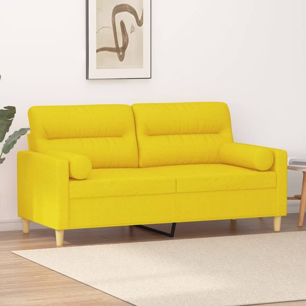 vidaXL 2-miestna pohovka s vankúšikmi svetložltá 140 cm látka