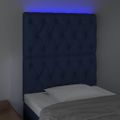 vidaXL Čelo postele s LED modré 80x7x118/128 cm látka