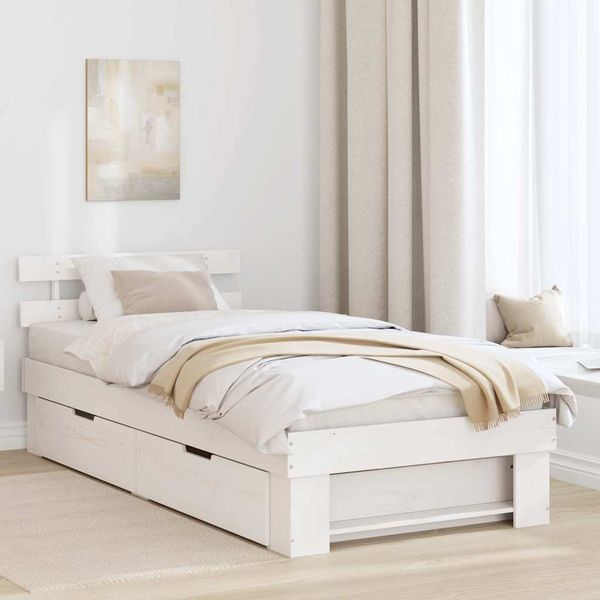 vidaXL Rám postele Biela 80 x 200 cm Masívne borovicové drevo