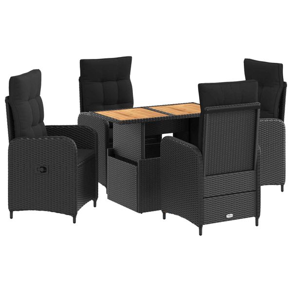 vidaXL Záhradná jedálenská súprava 5 pcs Čierna