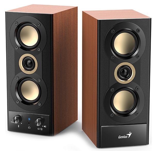 GENIUS reproduktor SP-HF800BT/ 2.0/ Bluetooth 5.3/ 20W/ Drevené Reproduktory, 2.0, 20W, 3,5mm jack, Bluetooth 5.3, USB, drevené, čierno-hnedé