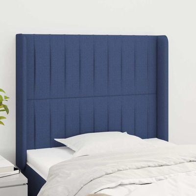 vidaXL Čelo postele so záhybmi modré 83x16x118/128 cm látka