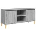 vidaXL TV stolík nožičky z masívneho dreva sivý sonoma 103,5x35x50 cm