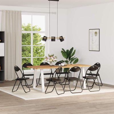vidaXL Skladacia stolička 8 pcs Čierny 48 x 43,5 x 81 cm Umelá koža