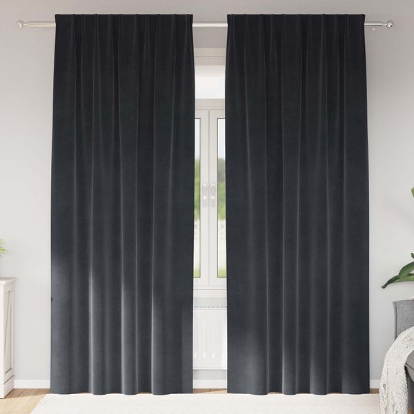 vidaXL Zatemňovacie závesy 2 pcs Tmavo šedá 140 x 260 cm Zamat