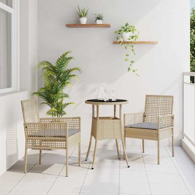 vidaXL Záhradný jedálenský set 3 pcs Béžová polyratan