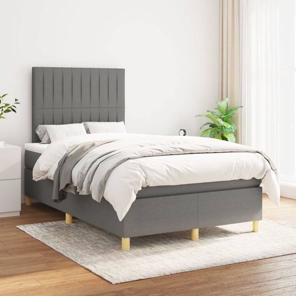 vidaXL Boxspring posteľ s matracom tmavosivý 120x200 cm látka