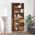 vidaXL Highboard Staré drevo 69,5 x 34 x 180 cm Kompozitné drevo