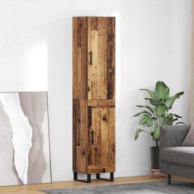vidaXL Highboard Staré drevo 34,5 x 34 x 180 cm Kompozitné drevo