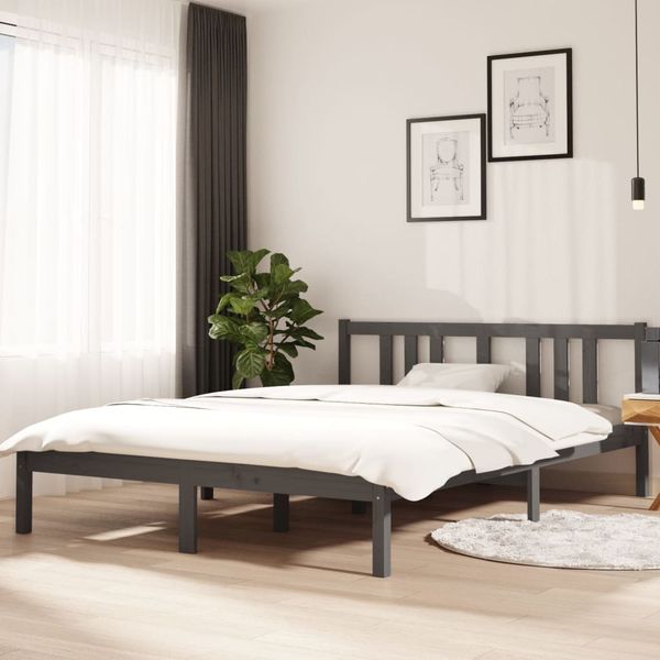 vidaXL Posteľný rám sivý masívne drevo 140x200 cm