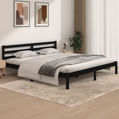 vidaXL Posteľný rám borovicový masív 180x200 cm čierny Super King