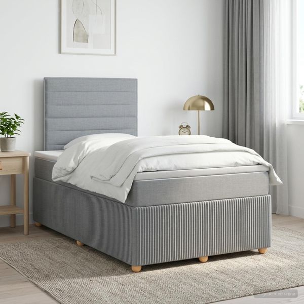 vidaXL Posteľ boxspring s matracom Svetlosivá 120 x 190 cm Látka
