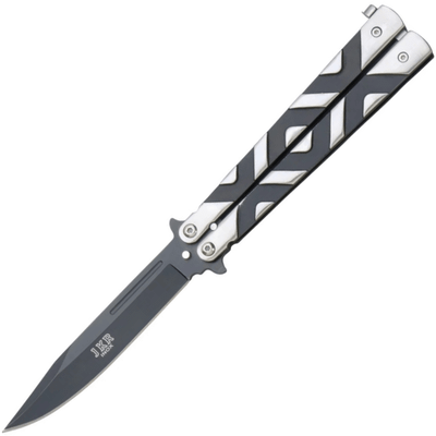 JOKER JKR0349 vreckový nôž - motýlik 10,5 cm, čierno-strieborná, hliník