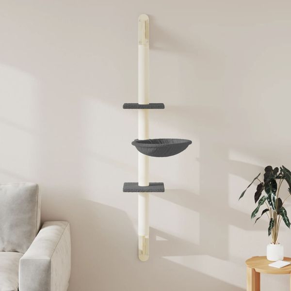 vidaXL Nástenné škrabadlo pre mačky tmavosivé 142,5 cm