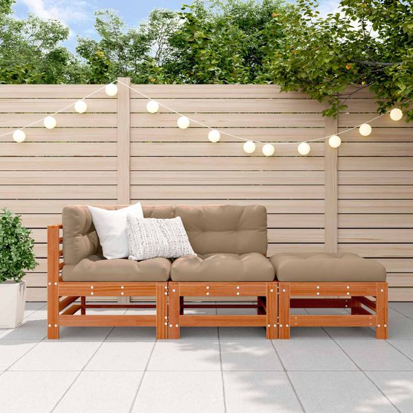 vidaXL Záhradný lounge set 3 pcs Voskovo hnedá Borovicový masív