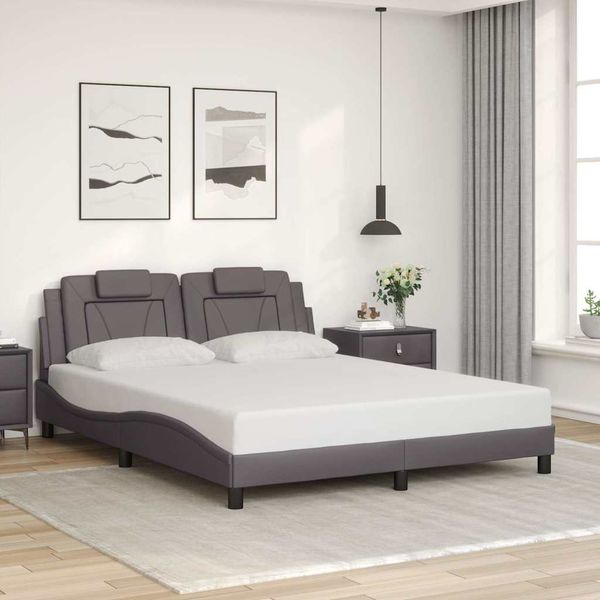 vidaXL Rám postele Viana bez matraca sivý 160x200 cm umelá koža