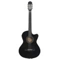 vidaXL Folková klasická gitara s výrezom, ekvalizér, 6 strún, čierna