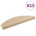 vidaXL Schodové rohože 15 ks 65x21x4 cm svetlobéžové, polkruhové, veľké