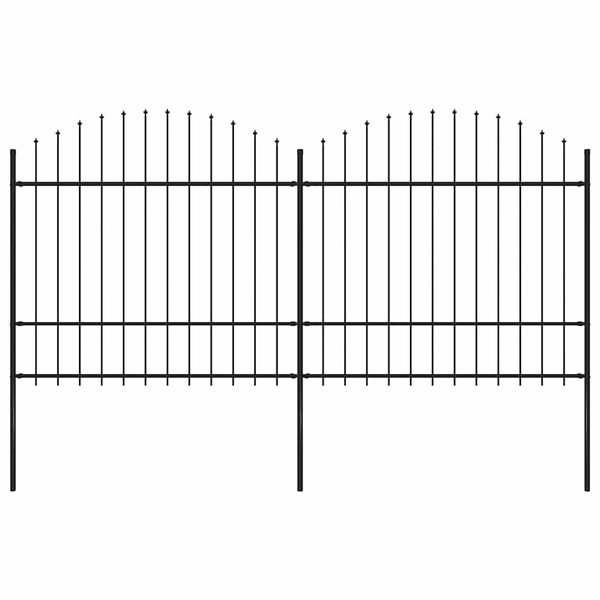 vidaXL Záhradný plot s vrchnou časťou z ocele 359x175 cm čierny