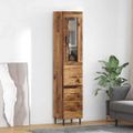 vidaXL Highboard Staré drevo 34,5 x 34 x 180 cm Kompozitné drevo