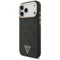 Puzdro Guess Magsafe 4G PU Leather s trojuholníkovým logom a zlatým kovovým rámom fotoaparátu pre iPhone 17 Pro Max hnedé