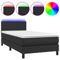 vidaXL Boxspring posteľ s matracom a LED čierna 80x200 cm umelá koža