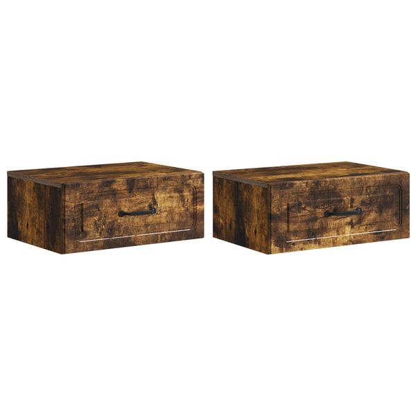 vidaXL Nástenná nočná skrinka 2 pcs Dymový dub 49 x 34,5 x 20 cm