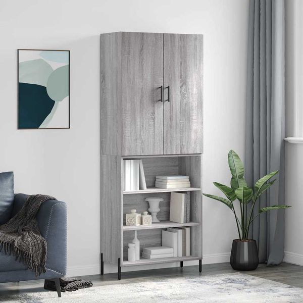 vidaXL Vysoká skrinka sivý dub sonoma 69,5x34x180 cm spracované drevo